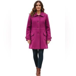 Tulle Women's Wool Blend Pea Coat Jacket Size Medium Button Up Pockets